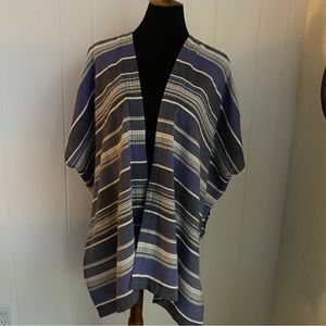 Dylan Women’s Purple and Dark Gray Stripe Kimono in Cotton | Boho | Medium